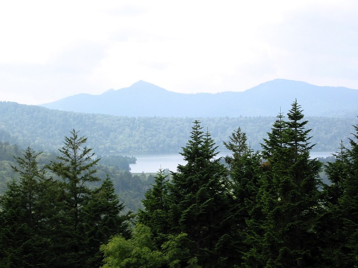 沼山峠展望台より尾瀬国立公園・特別保護地区の尾瀬沼を望んで（２００７年８月２７日）。